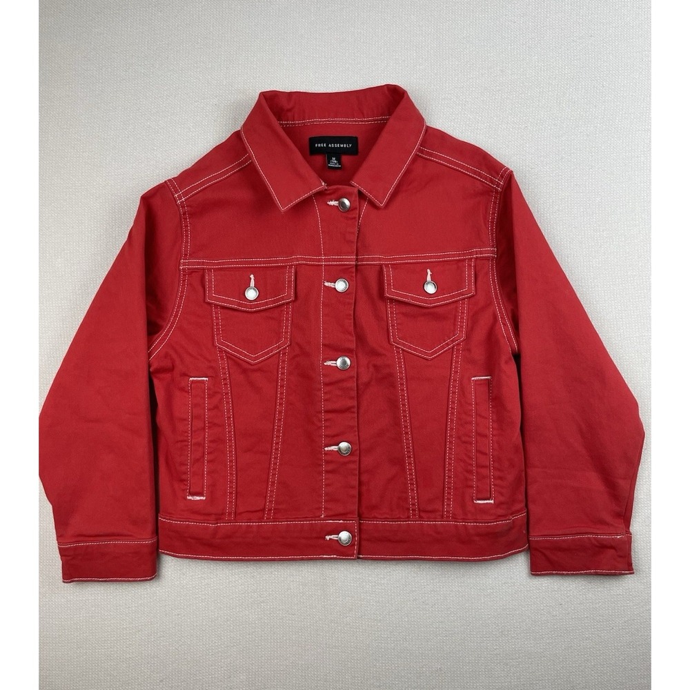 Free Assembly Denim Girls Jacket Size Medium‎ (7/8) Buttons Pockets Snap buttons